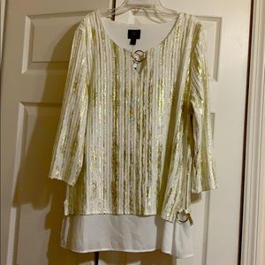 Women shirt white and gold accent